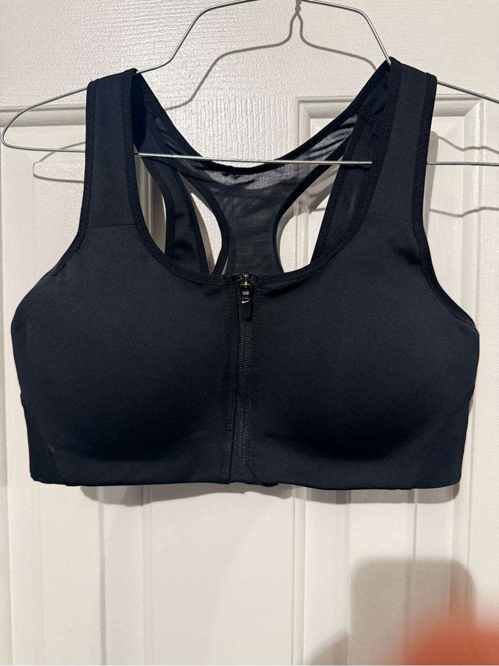 Nike Black Front-Zip Racerback Sports Bra
